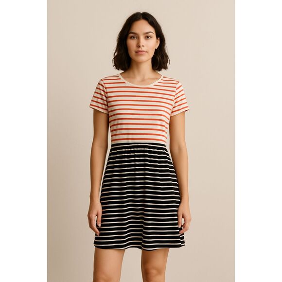 Stussy Blue Red Stripe Short Sleeve Mini Dress  Women's Size Medium - Picture 1 of 8